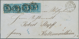 17078 Bayern - Marken Und Briefe: 1850, Viermal 3 Kr. Blau, Platte 2 In Type 3 Mit OMR "598" Auf Brief Von - Andere & Zonder Classificatie