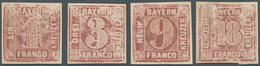 17082 Bayern - Marken Und Briefe: 1850, Probedrucke 3 Kr., 6 Kr., 9 Kr. Und 18 Kr. Rotbraun Auf Kreidepapi - Other & Unclassified