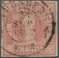 17088 Bayern - Marken Und Briefe: 1850, 1 Kr. Rosa Von Der Seltenen Platte II (vier Spitze Ecken) Mit Zent - Other & Unclassified