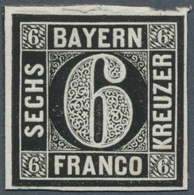 17096 Bayern - Marken Und Briefe: 1849, Probedruck 6 Kr. Platte I In Schwarz, Ungebraucht Ohne Gummi, Papi - Sonstige & Ohne Zuordnung