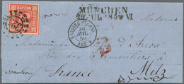 17110 Bayern - Marken Und Briefe: 1850, 12 Kr. Rot Mit OMR "325" Und L2 "MÜNCHEN 29 JUL 1859" Auf Faltbrie - Other & Unclassified