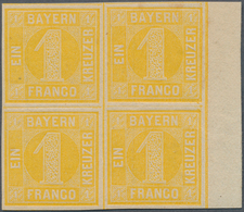 17120 Bayern - Marken Und Briefe: 1862, 1 Kr. Gelb In Type 1 (spitze Ecken) Als Postfrischer Randviererblo - Sonstige & Ohne Zuordnung