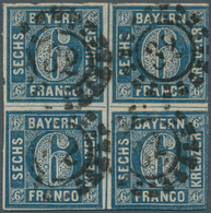 17129 Bayern - Marken Und Briefe: 1862, 6 Kr. Blau Im VIERERBLOCK Mit OMR "32" (Bamberg), Farbfrische Mark - Other & Unclassified