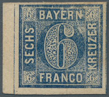 17131 Bayern - Marken Und Briefe: 1862, 6 Kr. Ultramarin, Probedruck, Allseits Vollrandiges Exemplar Vom L - Andere & Zonder Classificatie