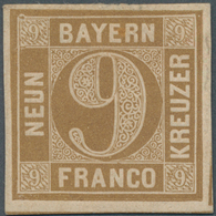 17135 Bayern - Marken Und Briefe: 1862, Probedruck 9 Kr. Ocker Ohne Seidenfaden, Ungebraucht Ohne Gummi, R - Sonstige & Ohne Zuordnung