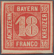 17140 Bayern - Marken Und Briefe: 1862, 18 Kr. Seltene A-Farbe Zinnoberrot Als Ungebrauchte Marke, Farbfri - Andere & Zonder Classificatie