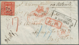 17143 Bayern - Marken Und Briefe: 1862, 18 Kr. In A-Farbe Zinnoberrot Mit OMR "325" Und L2 "MÜNCHEN 9 NOV - Sonstige & Ohne Zuordnung