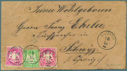 17149 Bayern - Marken Und Briefe: 1867/1870, 1 Kr Grün Sogenannter "Zwergenschnitt" Und 2x 3 Kr Lilarot Al - Autres & Non Classés