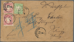 17150 Bayern - Marken Und Briefe: 1867/1870, 1 Kr Grün Sogenannter "Zwergenschnitt" Und 2x 3 Kr Lilarot Al - Other & Unclassified