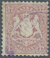 17167 Bayern - Marken Und Briefe: 1870, 12 Kr. Lila Mit Wasserzeichen 1 B Mit Violettblauem K1 ''MÜNCHEN'', - Andere & Zonder Classificatie