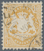 17169 Bayern - Marken Und Briefe: 1875, 10 Kr. Dunkelchromgelb Mit PLATTENFEHLER 'Kratzer Durch'0'der Rech - Sonstige & Ohne Zuordnung