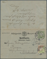 17173 Bayern - Marken Und Briefe: 1890, 3 Pfg. Grün Und Braun Je Diagonal Halbiert Und Zu Einer Marke Zusa - Other & Unclassified