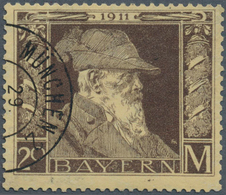 17183 Bayern - Marken Und Briefe: 1911, 20 M. Luitpold, Schwarzsiena Auf Hellbraungelb Type II Gest., Gepr - Other & Unclassified