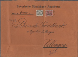 17195 Bayern - Dienstmarken: 1920, 5 M Grünschwarz "Abschiedsserie" U. 10 Pf Lilarot Wappen, MiF Auf Gross - Sonstige & Ohne Zuordnung
