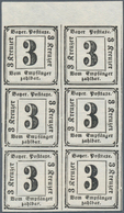 17198 Bayern - Portomarken: 1862, 3 Kr. Schwarz, Allseits Voll- Bis Breitrandiger 6er-Block Vom Oberrand, - Sonstige & Ohne Zuordnung