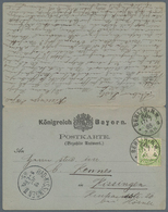 17205 Bayern - Ganzsachen: 1879, 3/3 Pf Hellgrün Auf Grau Antwortdoppelkarte, Zusammenhängend Und Jeweils - Sonstige & Ohne Zuordnung