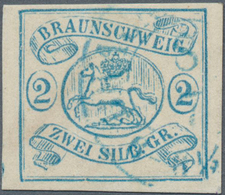 17242 Braunschweig - Marken Und Briefe: 1852, Freimarke Wappen Zu 2 Sgr Preussischblau, Allseits Voll Bis - Brunswick