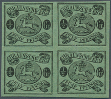 17246 Braunschweig - Marken Und Briefe: 1861, ½ Gr. Schwarz Auf Grün, Absolut Postfrischer Und Allseits Br - Braunschweig