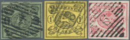 17247 Braunschweig - Marken Und Briefe: 1861, ½ Gr. Schwarz Auf Grün, 1 Sgr Schwarz Auf Lebhaftgrau Und 3 - Brunswick