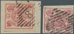 17248 Braunschweig - Marken Und Briefe: 1862, 3 Sgr. Wappen Im Oval Weiß Auf Rosa Bzw. Karmin, Beide Farbe - Brunswick