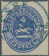 17258 Braunschweig - Ortsstempel: "LESSE 7.NOV.1867", Blauer DKr. Klar Auf Loser Marke 2 Ggr. Blau Mit Gut - Brunswick