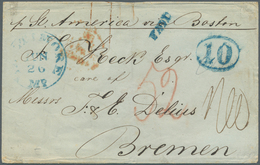 17261 Bremen - Vorphilatelie: 1848, Incoming Mail, USA: Faltbrief Mit Blauem K1 BALTIMORE, JUN 26, Zusamme - Vorphilatelie