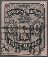 17262 Bremen - Marken Und Briefe: 1856, 5 Gr. Schwarz Auf Hellkarmingrau, Extrem Tiefe Farbe, Allseits Bre - Bremen