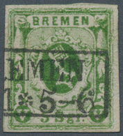 17263 Bremen - Marken Und Briefe: 1859, 5 Sgr. Moosgrün, Geschnitten, Mit Schwarzem Rahmenstempel "(BR)EME - Bremen