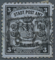 17264 Bremen - Marken Und Briefe: 1867, 3 Gr. Schwarz Auf Blaugrau, Farbfrisches Und Für Diese Ausgabe Gut - Brême