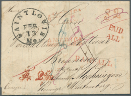 17272 Bremen - Stempel: Transit: 1852, "AMERIKA ÜBER BREMEN", Roter L2 Und Tax-Stempel "Fr. 2 5/12" Klar A - Bremen