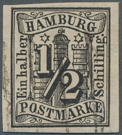 17289 Hamburg - Marken Und Briefe: 1859, Wappenausgabe ½ S Schwarz, Allseits Breitrandig Geschnitten Mit S - Hamburg