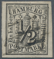 17290 Hamburg - Marken Und Briefe: 1859, Wappenausgabe ½ S Schwarz, Allseits Breitrandig Geschnitten Mit S - Hambourg