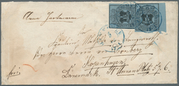 17308 Hannover - Marken Und Briefe: 1851, Couvert Mit Zweimal 1/15 Thaler Schwarz Auf Blau Je Mit Blauem K - Hanover