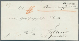 17343 Oldenburg - Vorphilatelie: "OLDENBURG 1842" R2 Auf Einschreibebrief "FRANCO" 15 Groschen (2 Loth) Na - Prephilately