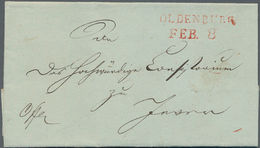 17344 Oldenburg - Vorphilatelie: "OLDENBURG / FEB 8" SELTENER ROTER L2 Auf Sehr Schöner Faltbriefhülle Nac - Prephilately