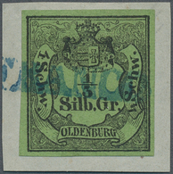 17346 Oldenburg - Marken Und Briefe: 1852, 1/3 Sgr./4 Schw. Schwarz Auf Grün, Farbfrisch Und Allseits Brei - Oldenbourg