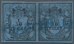 17347 Oldenburg - Marken Und Briefe: 1854, 1/30 Th Schwarz A. Grauultramarin, Waagerechtes Typenpaar Mit T - Oldenburg