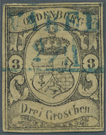17357 Oldenburg - Marken Und Briefe: 1859, 3 Gr. Schwarz Auf Mittelgraugelb, Allseits Noch Vollrandiges St - Oldenbourg