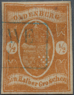 17362 Oldenburg - Marken Und Briefe: 1859, 1/2 Gr. Braunorange Mit Plattenfehler "Oberrand Eingedellt Und - Oldenbourg