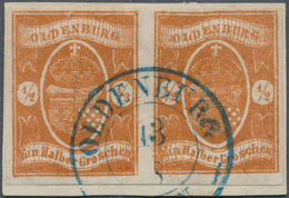 17363 Oldenburg - Marken Und Briefe: 1859, 1/2 Gr. Braunorange Im Waagerechten Paar, Farbfrisch Und Allsei - Oldenburg