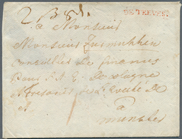 17375 Preußen - Vorphilatelie: 1750 (ca.), "DE TREVES" Roter L1 Auf Briefumschlag Aus TRIER, Feuser 800.- - Vorphilatelie