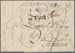17377 Preußen - Vorphilatelie: 1817, "P.E. 2 MERZ" L1 (per Emmerich) Vorderseitig Auf Taxbrief Aus Düsseld - Prephilately