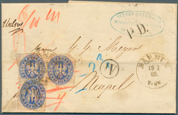 17409 Preußen - Marken Und Briefe: 1865, Brief Aus Barmen Frankiert Mit 3x 2 Silbergroschen Nach Neapel üb - Other & Unclassified