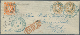 17410 Preußen - Marken Und Briefe: 1861, 3 Pfg. Wappen Im Paar Und 6 Pfg. Orange Je Mit Blauem DKr. "BERLI - Andere & Zonder Classificatie
