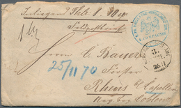 17424 Preußen - Feldpost: 1870 (25.11.), Seltener Wertbrief Mit Blauem Adler-K1 "K. PR. RHEIN. FEST-ARTILL - Autres & Non Classés