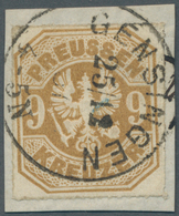 17429 Preußen - Ortsstempel: 1867, GENSINGEN, Kabinettbriefsürck Mit 9 Kreuzer Durchstochen. Diese Postamt - Autres & Non Classés