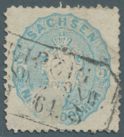 17452 Sachsen - Marken Und Briefe: 1863,  5 Ngr Blaugrau Sauber Entwertet Mit Ra3 ''LEIPZIG...DRESD:BAHNH." - Saxe