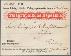 17460 Sachsen - Besonderheiten: 1858, "TELEGRAMM"-Vordruckumschlag Mit Vermerk "Franco Gegen Empfangsschei - Saxony