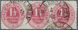 17469 Schleswig-Holstein - Marken Und Briefe: 1865: 1/13 S Karminrosa, Waagerechter Dreierstreifen, Sauber - Other & Unclassified