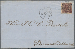 17476 Schleswig-Holstein - Stempel Auf Dänemark: 1853, Fire R.B.S. Schwarzbraun, Pl.1 Feld 32, Entwertet M - Andere & Zonder Classificatie